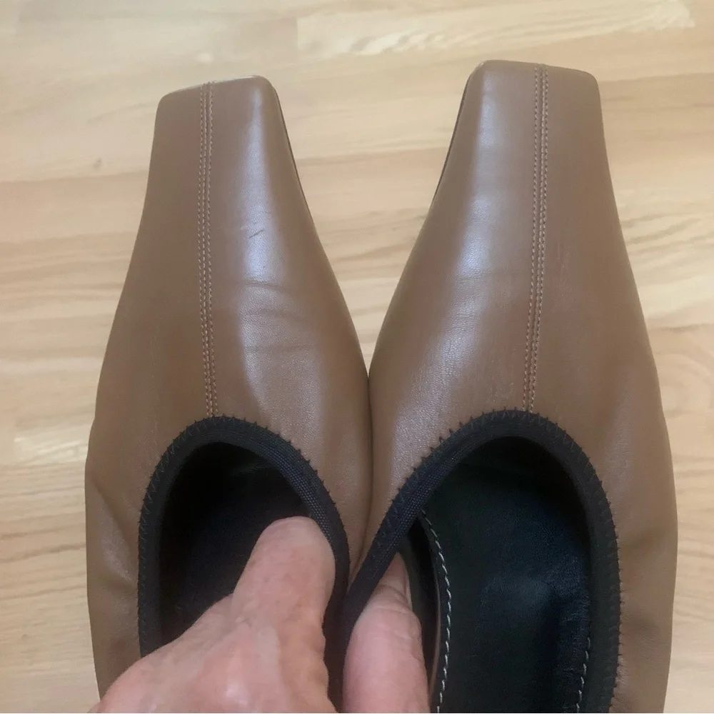 NIB PROENZA SCHOULER Kristie Ballet Flat Brown Square Toe Minimalist Neutral 41 - Picture 8 of 16